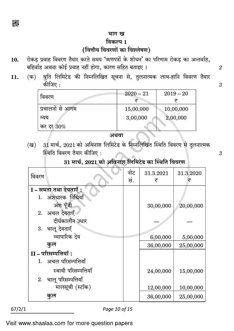 Accountancy 2021-2022 - CBSE 12th - Class 12 - CBSE (Central Board of Secondary Education) question paper with PDF download