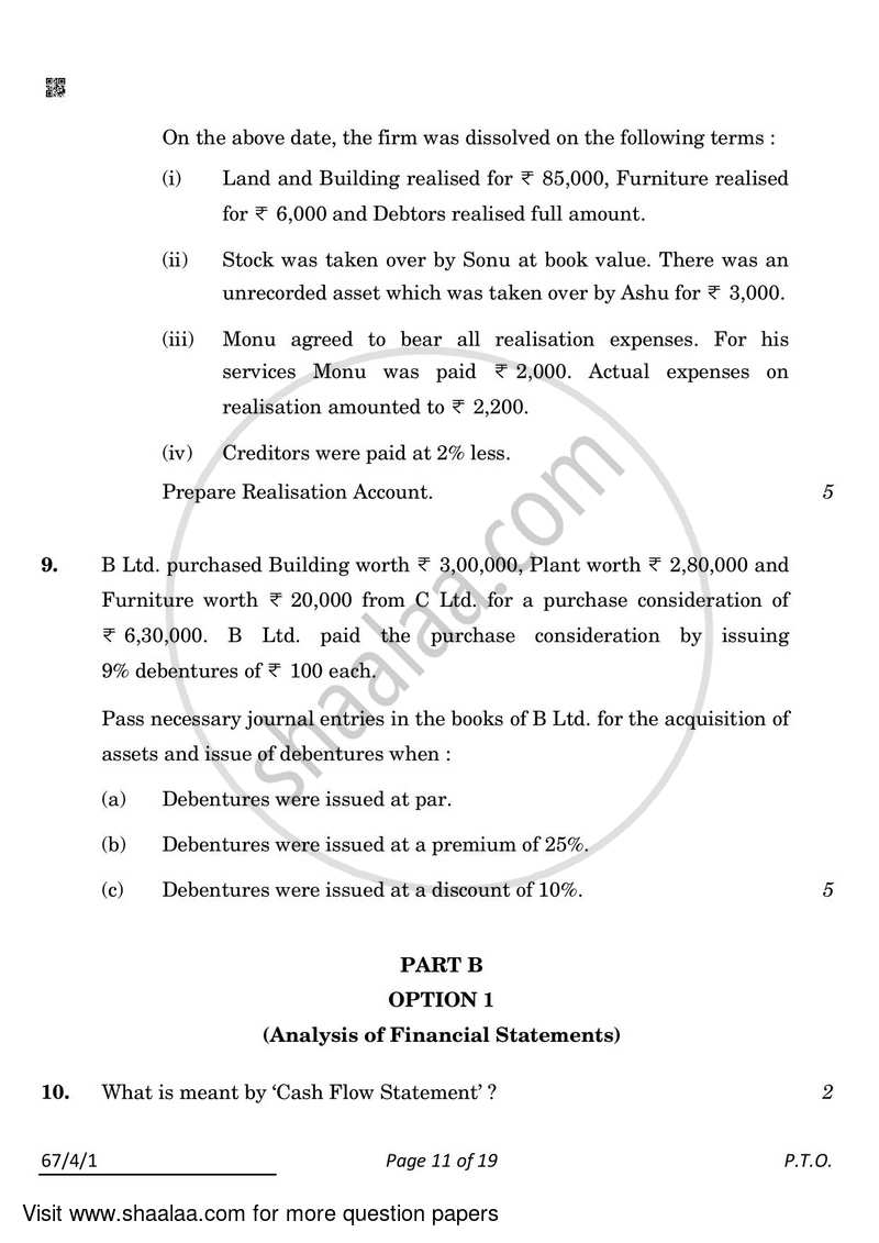Accountancy 2021-2022 - CBSE 12th - Class 12 - CBSE (Central Board of Secondary Education) question paper with PDF download