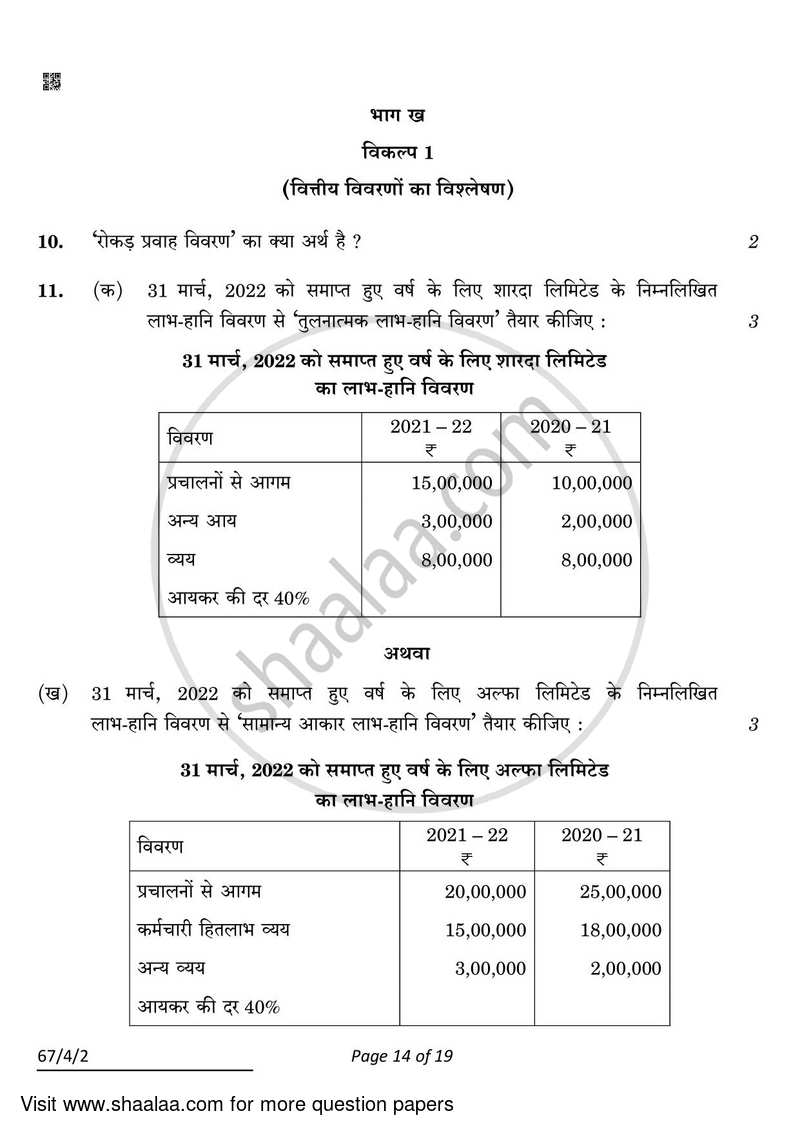 Accountancy 2021-2022 - CBSE 12th - Class 12 - CBSE (Central Board of Secondary Education) question paper with PDF download