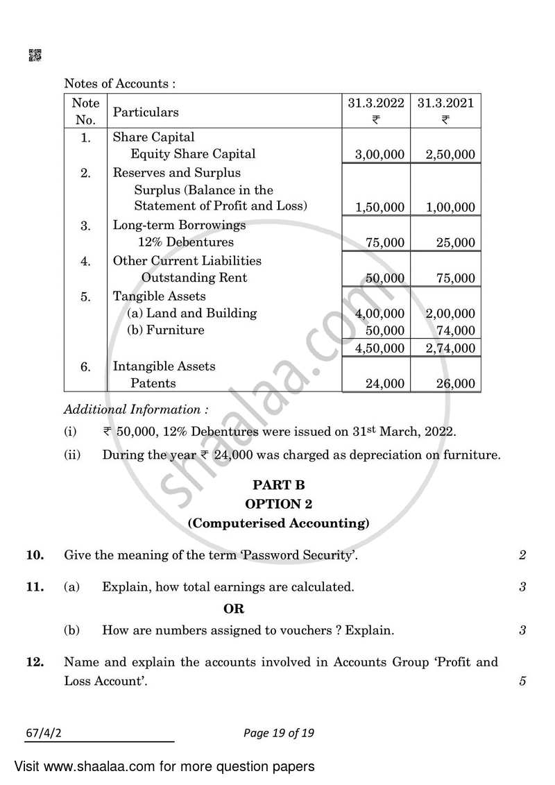 Accountancy 2021-2022 - CBSE 12th - Class 12 - CBSE (Central Board of Secondary Education) question paper with PDF download