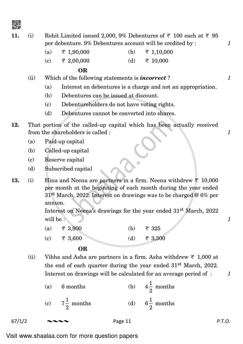 Accountancy 2022-2023 - CBSE 12th - Class 12 - CBSE (Central Board of Secondary Education) question paper with PDF download
