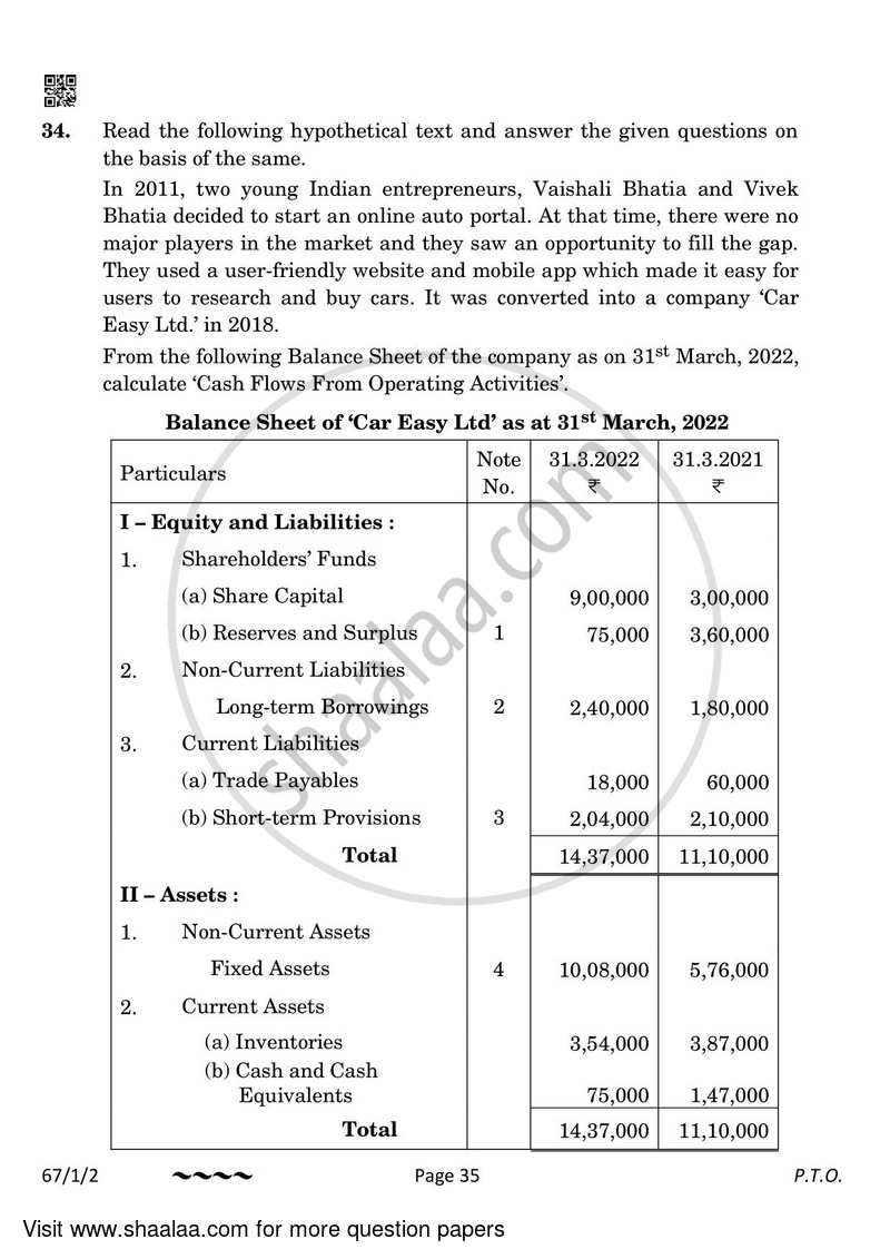 Accountancy 2022-2023 - CBSE 12th - Class 12 - CBSE (Central Board of Secondary Education) question paper with PDF download