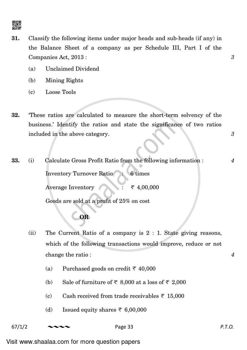 Accountancy 2022-2023 - CBSE 12th - Class 12 - CBSE (Central Board of Secondary Education) question paper with PDF download