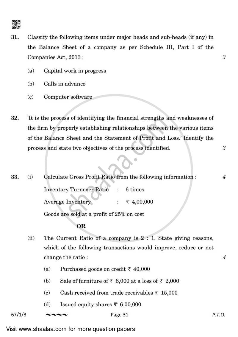 Accountancy 2022-2023 - CBSE 12th - Class 12 - CBSE (Central Board of Secondary Education) question paper with PDF download