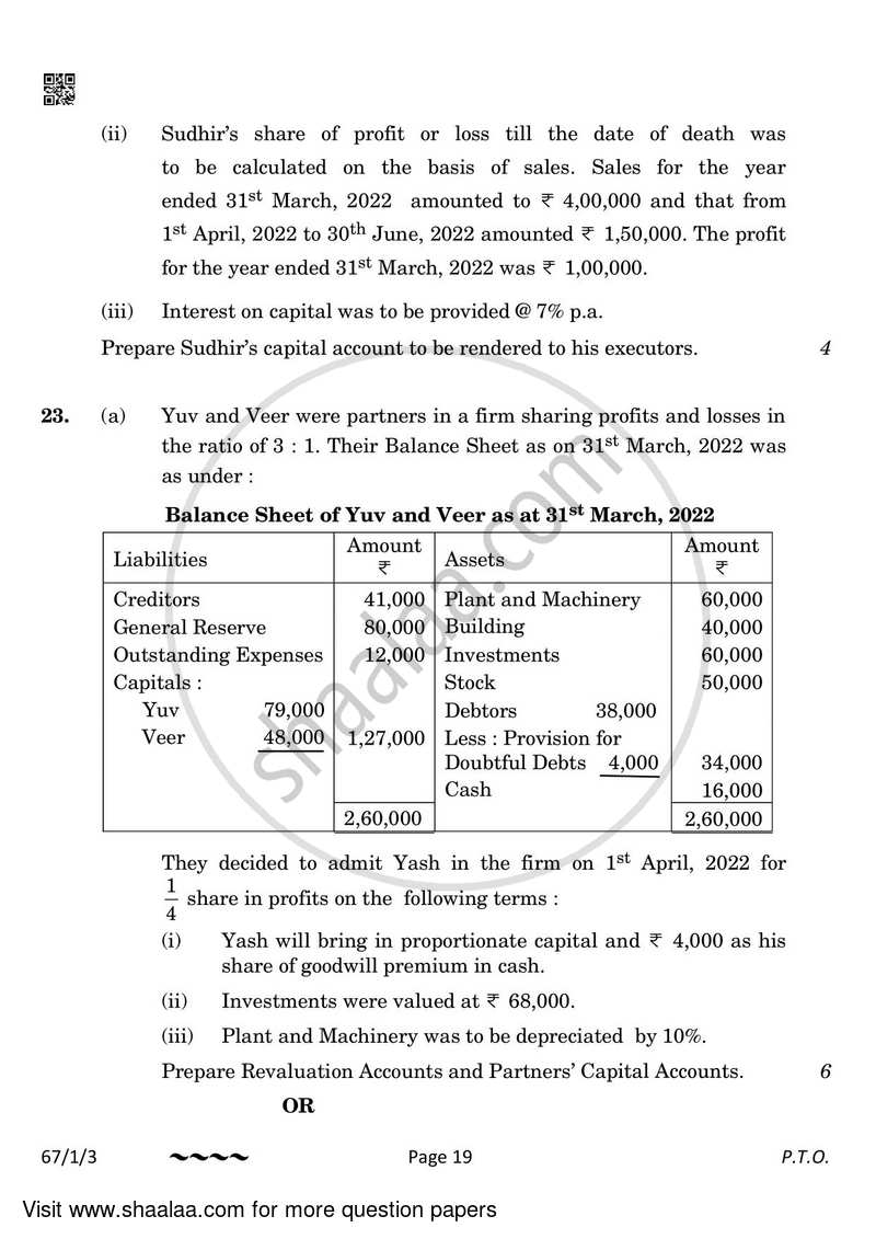 Accountancy 2022-2023 - CBSE 12th - Class 12 - CBSE (Central Board of Secondary Education) question paper with PDF download