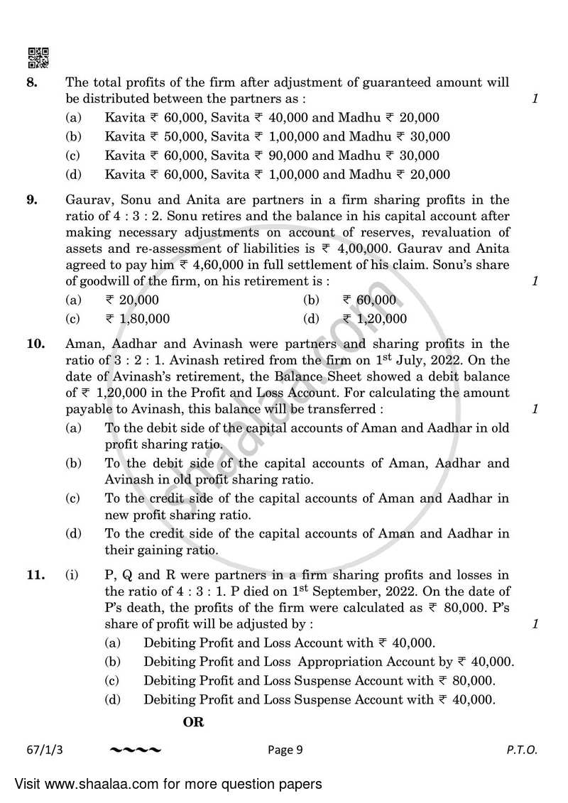 Accountancy 2022-2023 - CBSE 12th - Class 12 - CBSE (Central Board of Secondary Education) question paper with PDF download