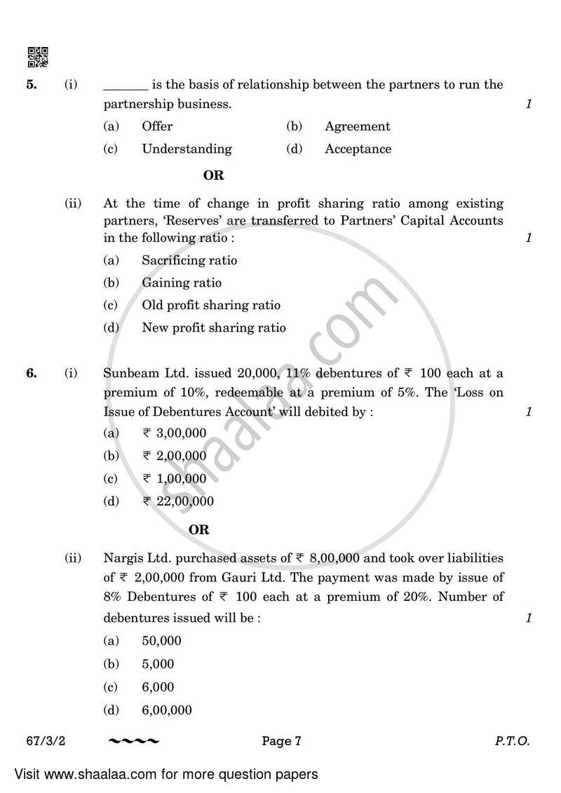 Accountancy 2022-2023 - CBSE 12th - Class 12 - CBSE (Central Board of Secondary Education) question paper with PDF download