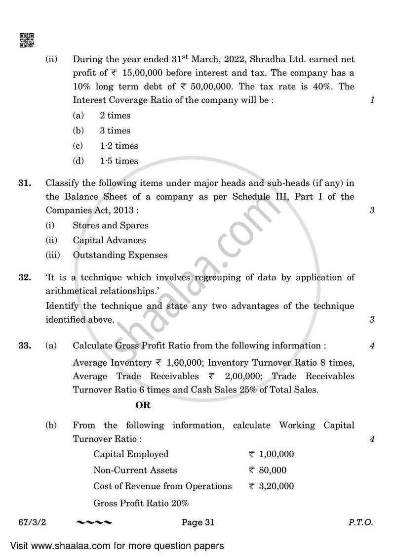 Accountancy 2022-2023 - CBSE 12th - Class 12 - CBSE (Central Board of Secondary Education) question paper with PDF download