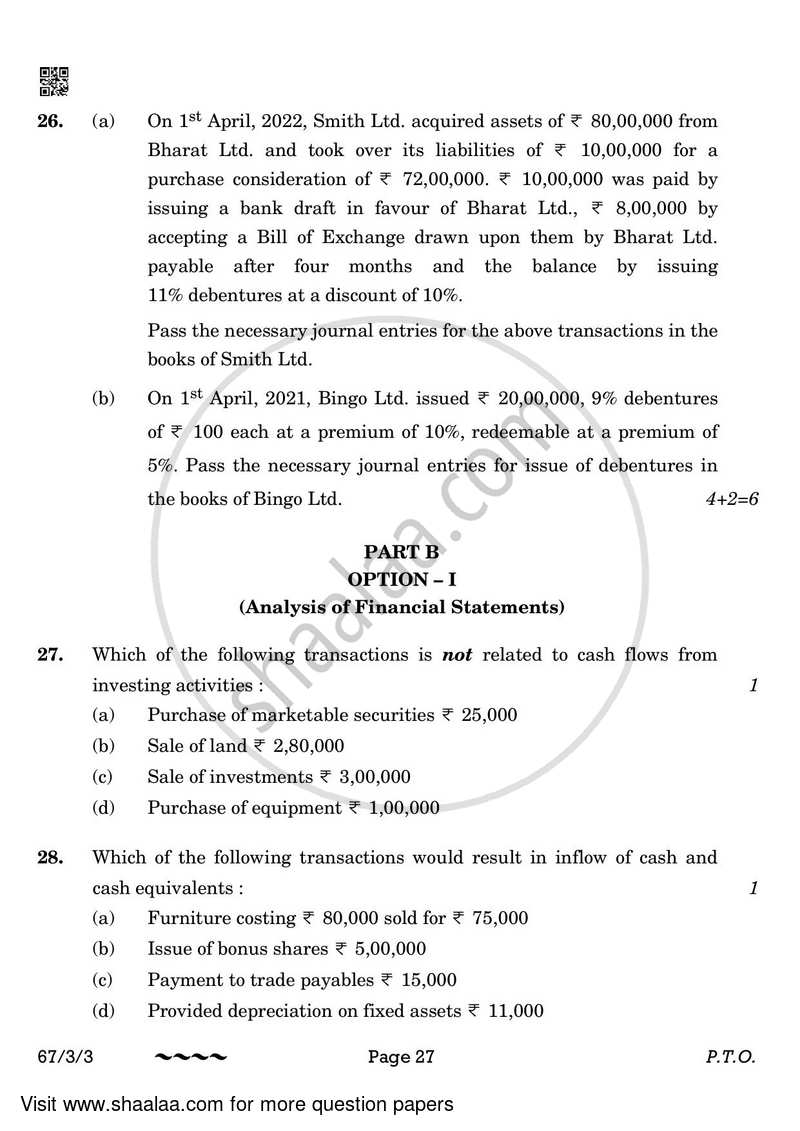 Accountancy 2022-2023 - CBSE 12th - Class 12 - CBSE (Central Board of Secondary Education) question paper with PDF download