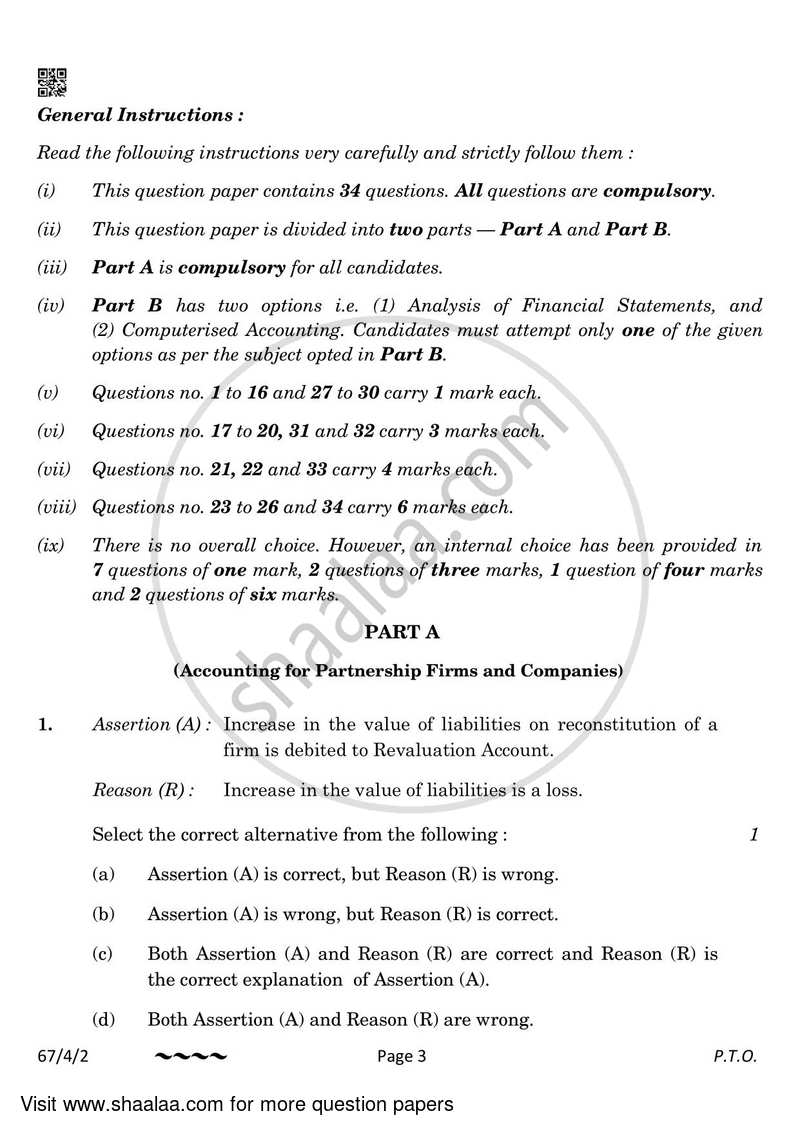 Accountancy 2022-2023 - CBSE 12th - Class 12 - CBSE (Central Board of Secondary Education) question paper with PDF download