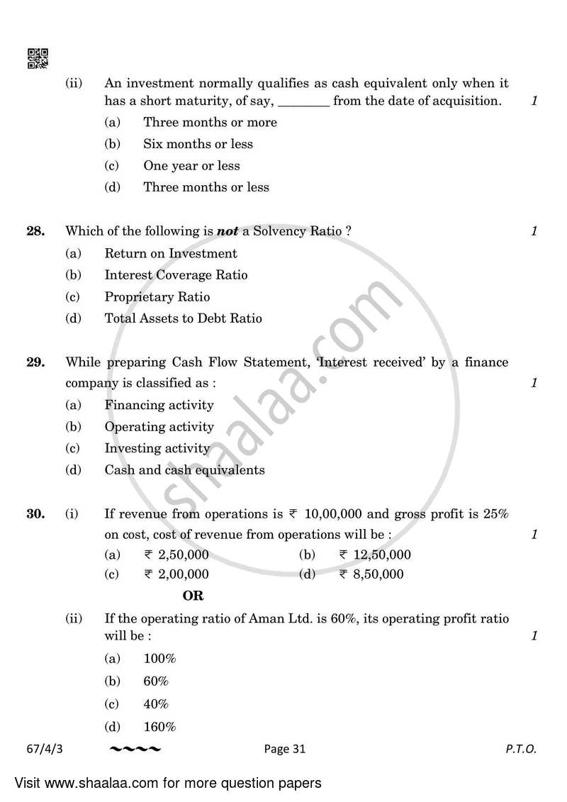 Accountancy 2022-2023 - CBSE 12th - Class 12 - CBSE (Central Board of Secondary Education) question paper with PDF download
