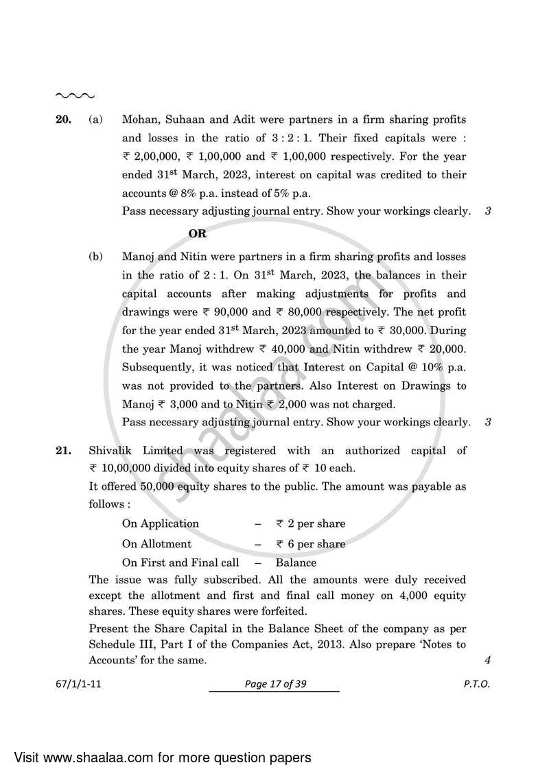 Accountancy 2023-2024 - CBSE 12th - Class 12 - CBSE (Central Board of Secondary Education) question paper with PDF download