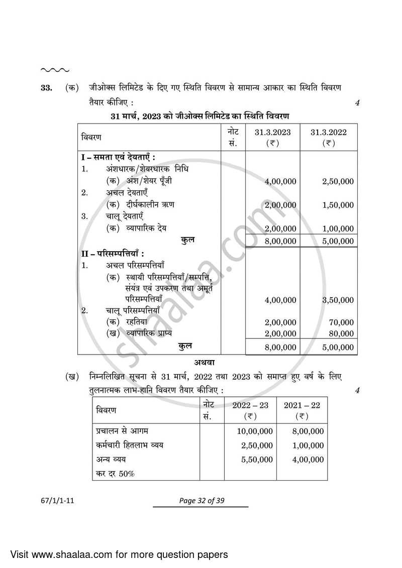 Accountancy 2023-2024 - CBSE 12th - Class 12 - CBSE (Central Board of Secondary Education) question paper with PDF download