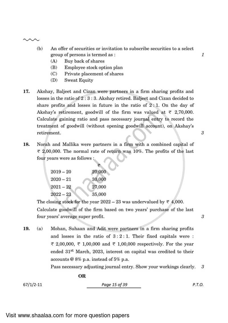 Accountancy 2023-2024 - CBSE 12th - Class 12 - CBSE (Central Board of Secondary Education) question paper with PDF download