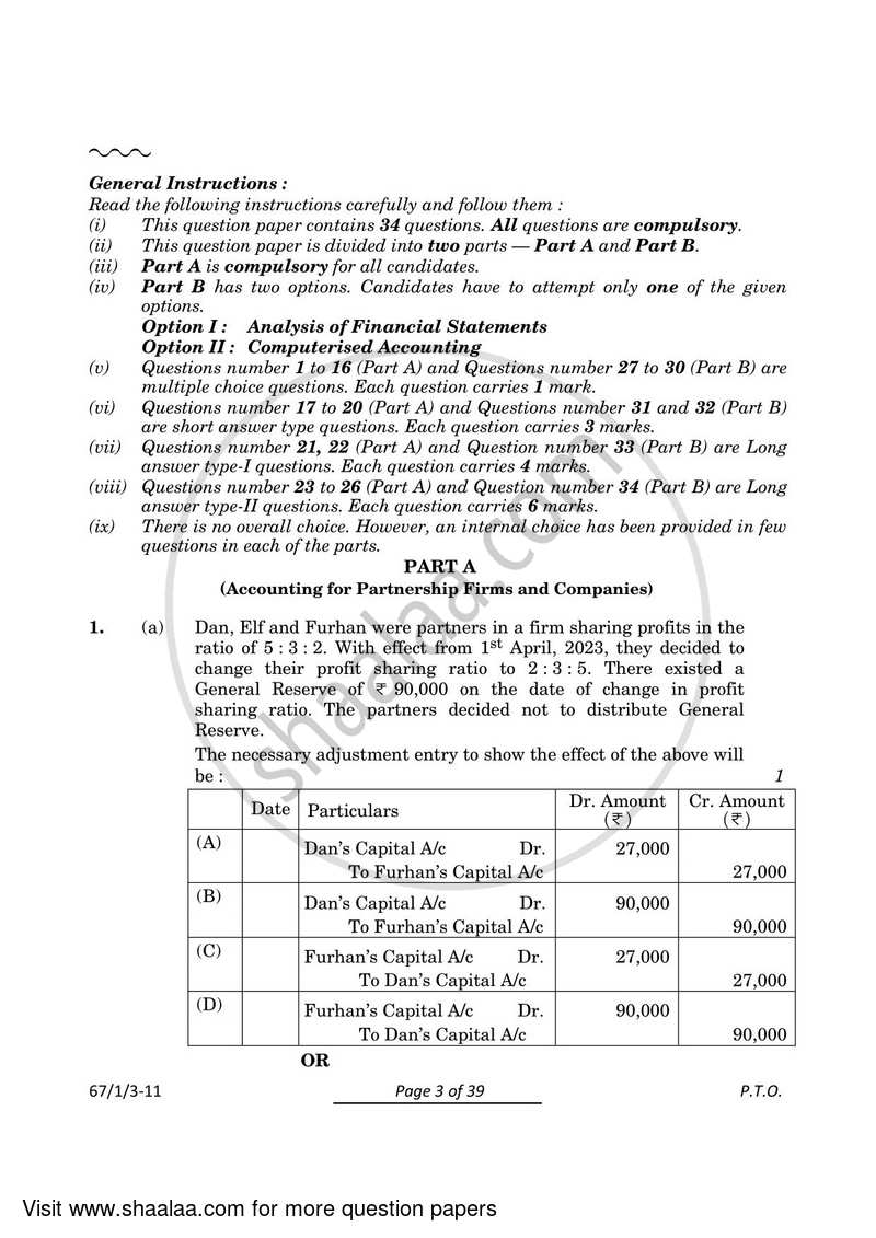 Accountancy 2023-2024 - CBSE 12th - Class 12 - CBSE (Central Board of Secondary Education) question paper with PDF download