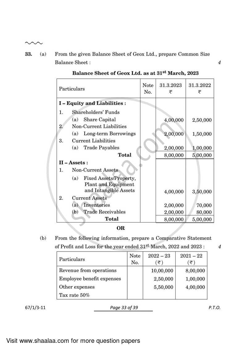 Accountancy 2023-2024 - CBSE 12th - Class 12 - CBSE (Central Board of Secondary Education) question paper with PDF download