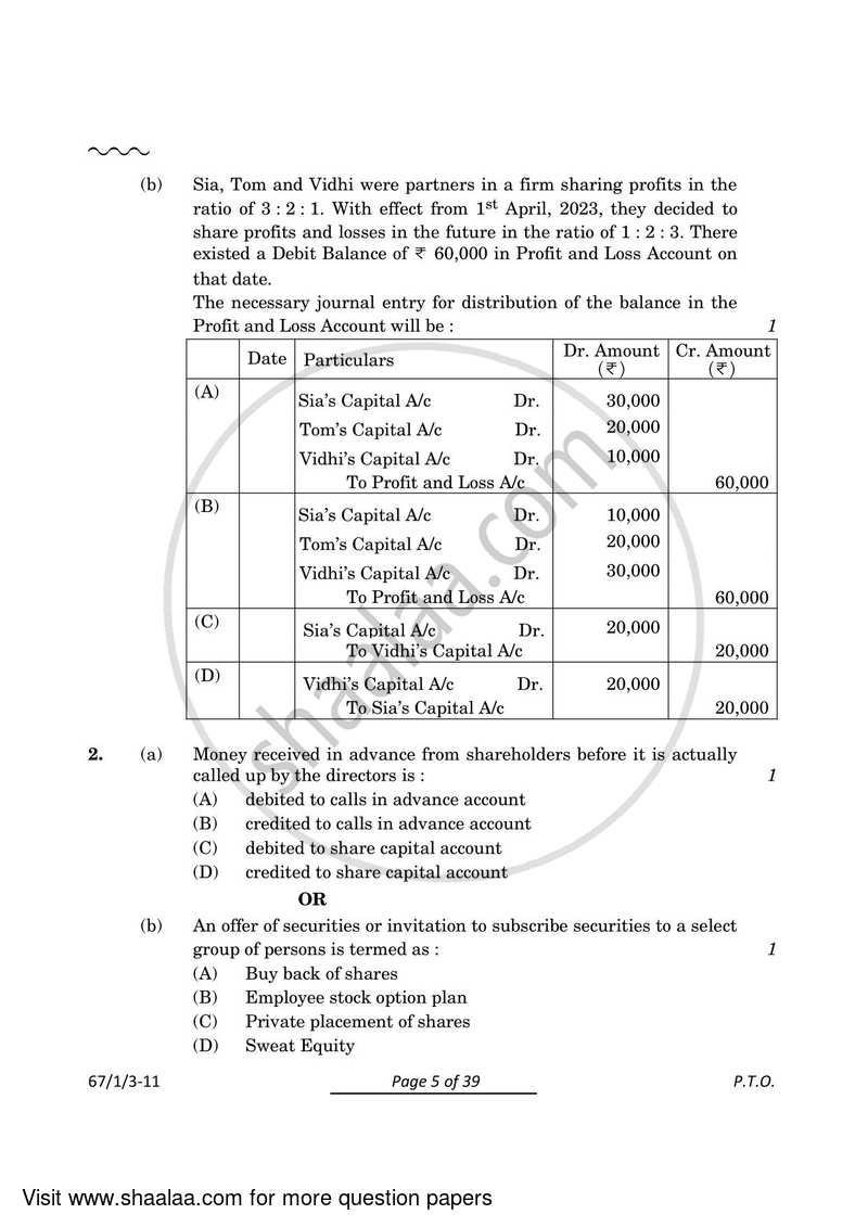 Accountancy 2023-2024 - CBSE 12th - Class 12 - CBSE (Central Board of Secondary Education) question paper with PDF download