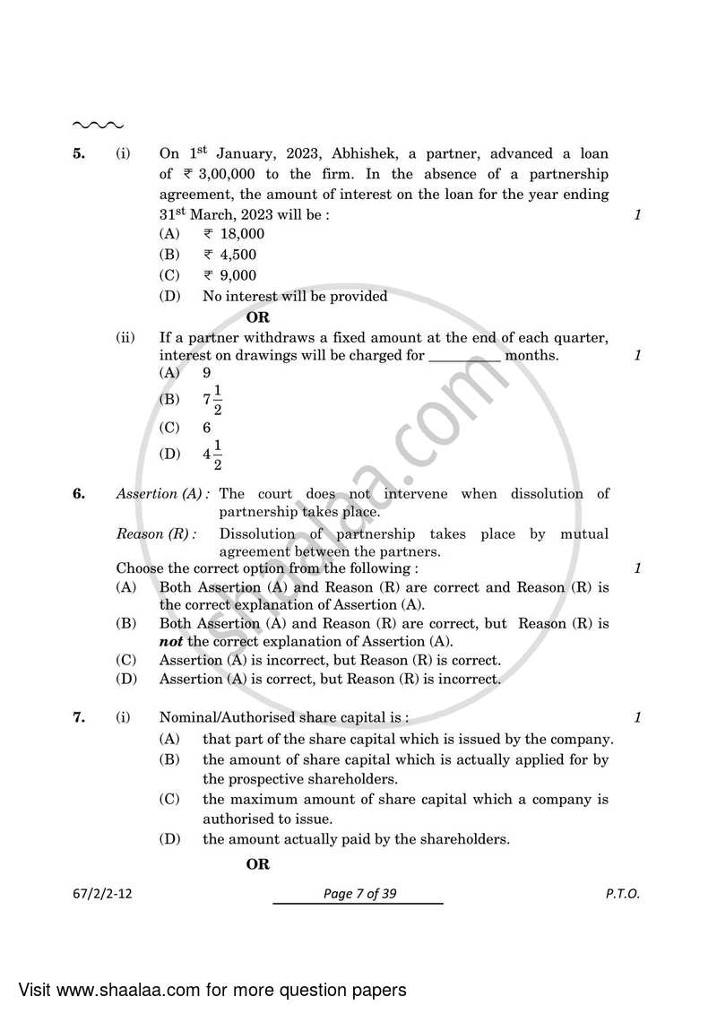 Accountancy 2023-2024 - CBSE 12th - Class 12 - CBSE (Central Board of Secondary Education) question paper with PDF download