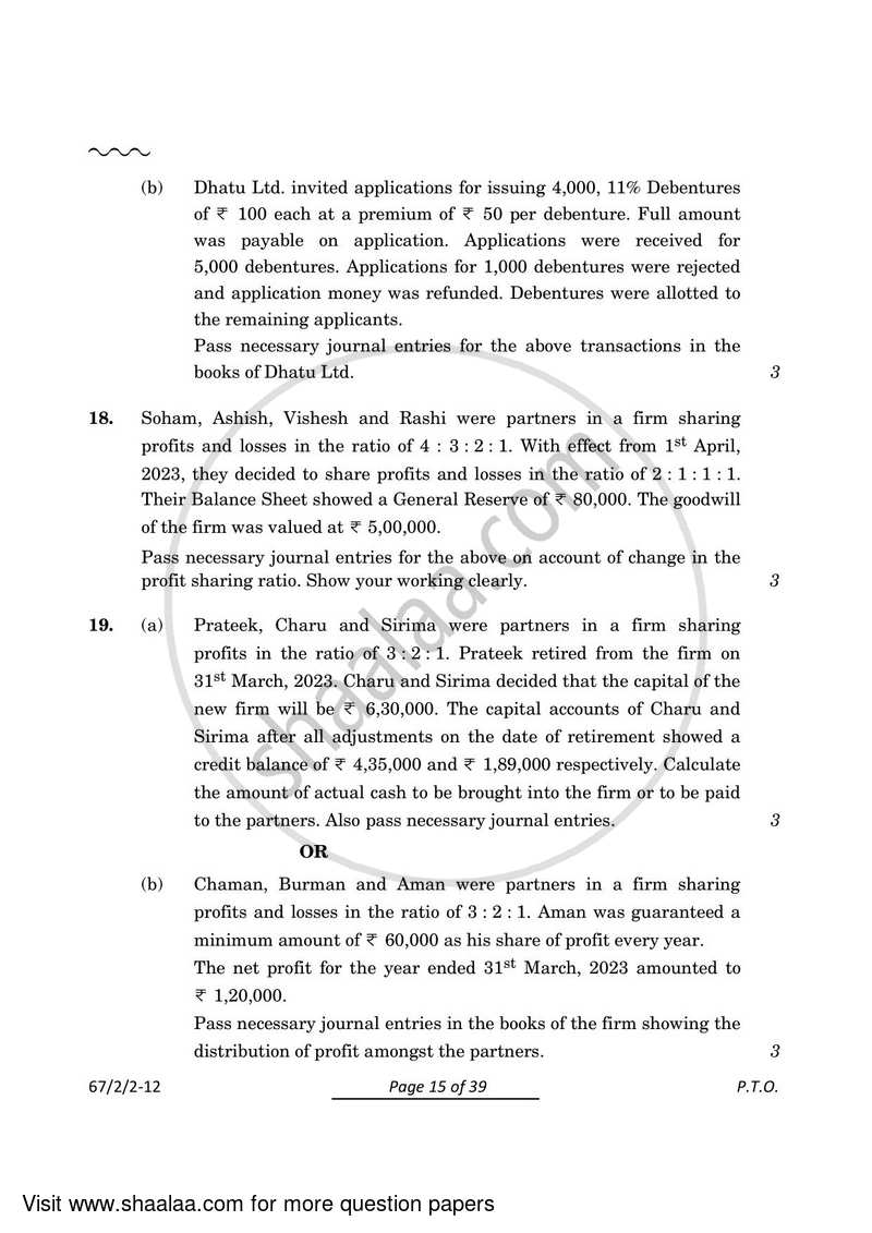 Accountancy 2023-2024 - CBSE 12th - Class 12 - CBSE (Central Board of Secondary Education) question paper with PDF download