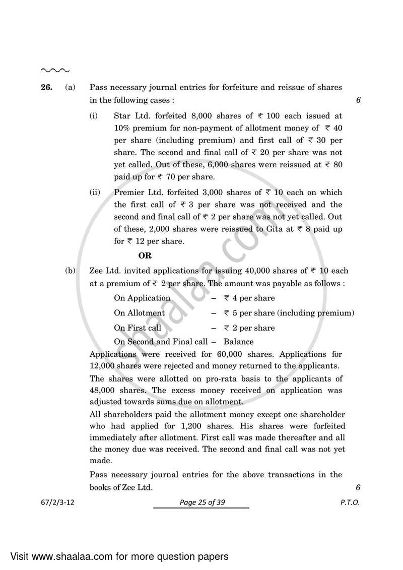 Accountancy 2023-2024 - CBSE 12th - Class 12 - CBSE (Central Board of Secondary Education) question paper with PDF download