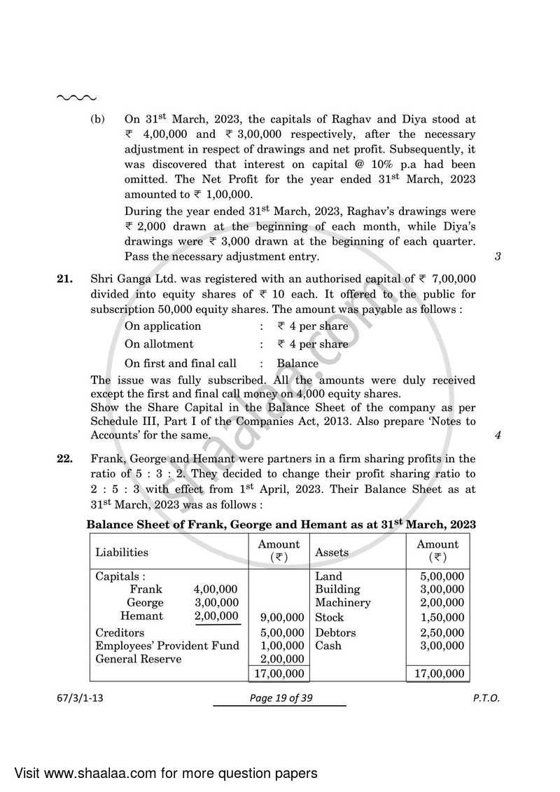 Accountancy 2023-2024 - CBSE 12th - Class 12 - CBSE (Central Board of Secondary Education) question paper with PDF download