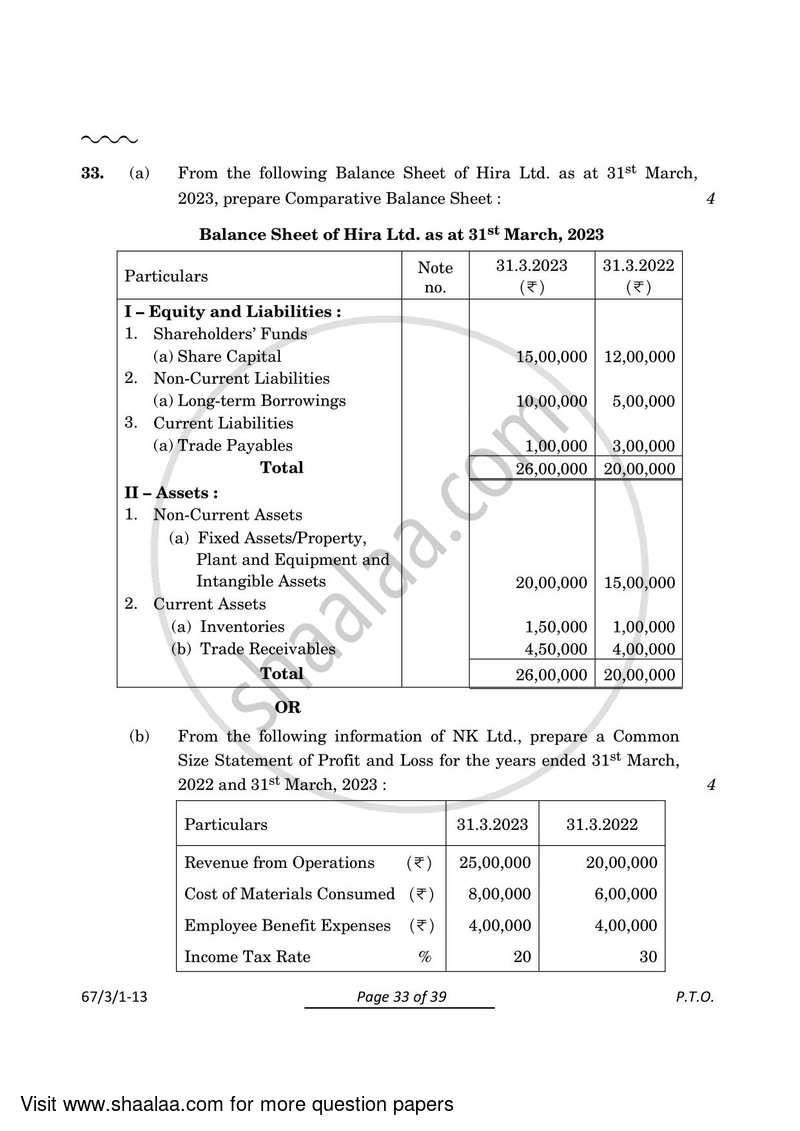 Accountancy 2023-2024 - CBSE 12th - Class 12 - CBSE (Central Board of Secondary Education) question paper with PDF download