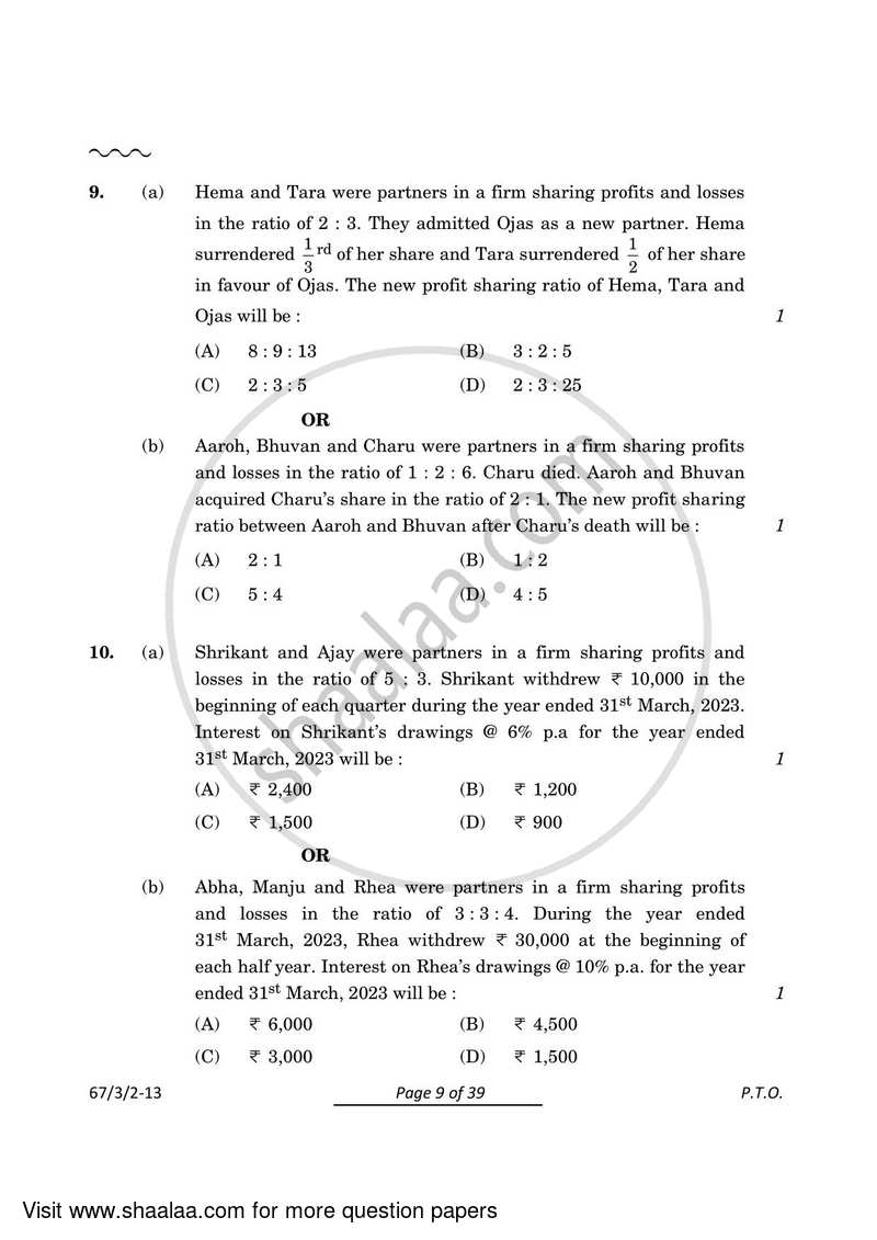 Accountancy 2023-2024 - CBSE 12th - Class 12 - CBSE (Central Board of Secondary Education) question paper with PDF download