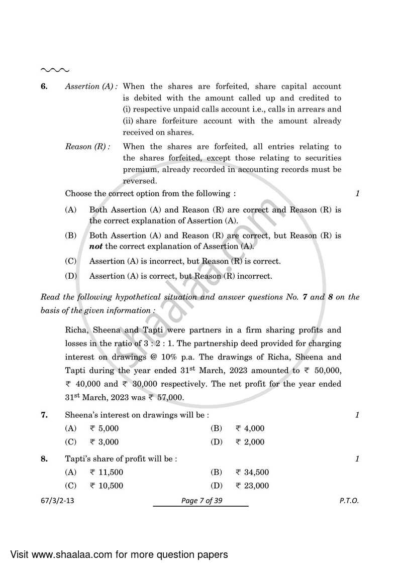 Accountancy 2023-2024 - CBSE 12th - Class 12 - CBSE (Central Board of Secondary Education) question paper with PDF download