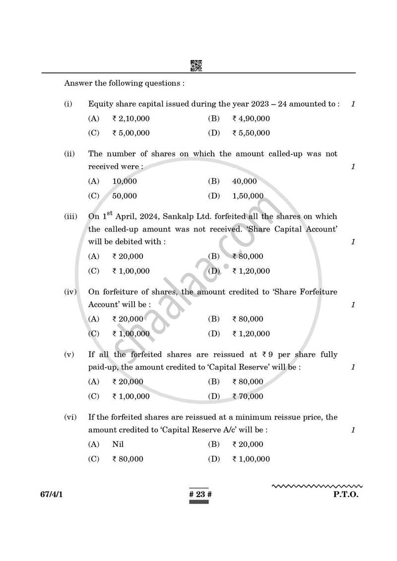 Accountancy 2024-2025 - CBSE 12th - Class 12 - CBSE (Central Board of Secondary Education) question paper with PDF download