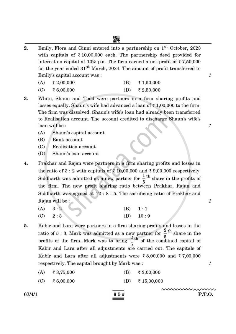 Accountancy 2024-2025 - CBSE 12th - Class 12 - CBSE (Central Board of Secondary Education) question paper with PDF download