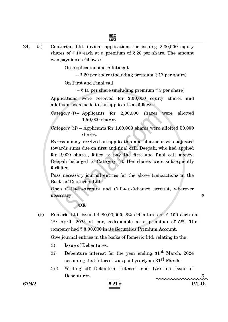 Accountancy 2024-2025 - CBSE 12th - Class 12 - CBSE (Central Board of Secondary Education) question paper with PDF download