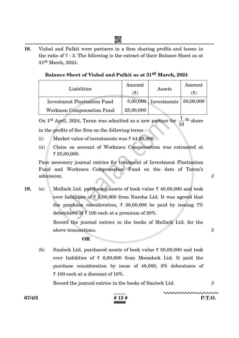 Accountancy 2024-2025 - CBSE 12th - Class 12 - CBSE (Central Board of Secondary Education) question paper with PDF download