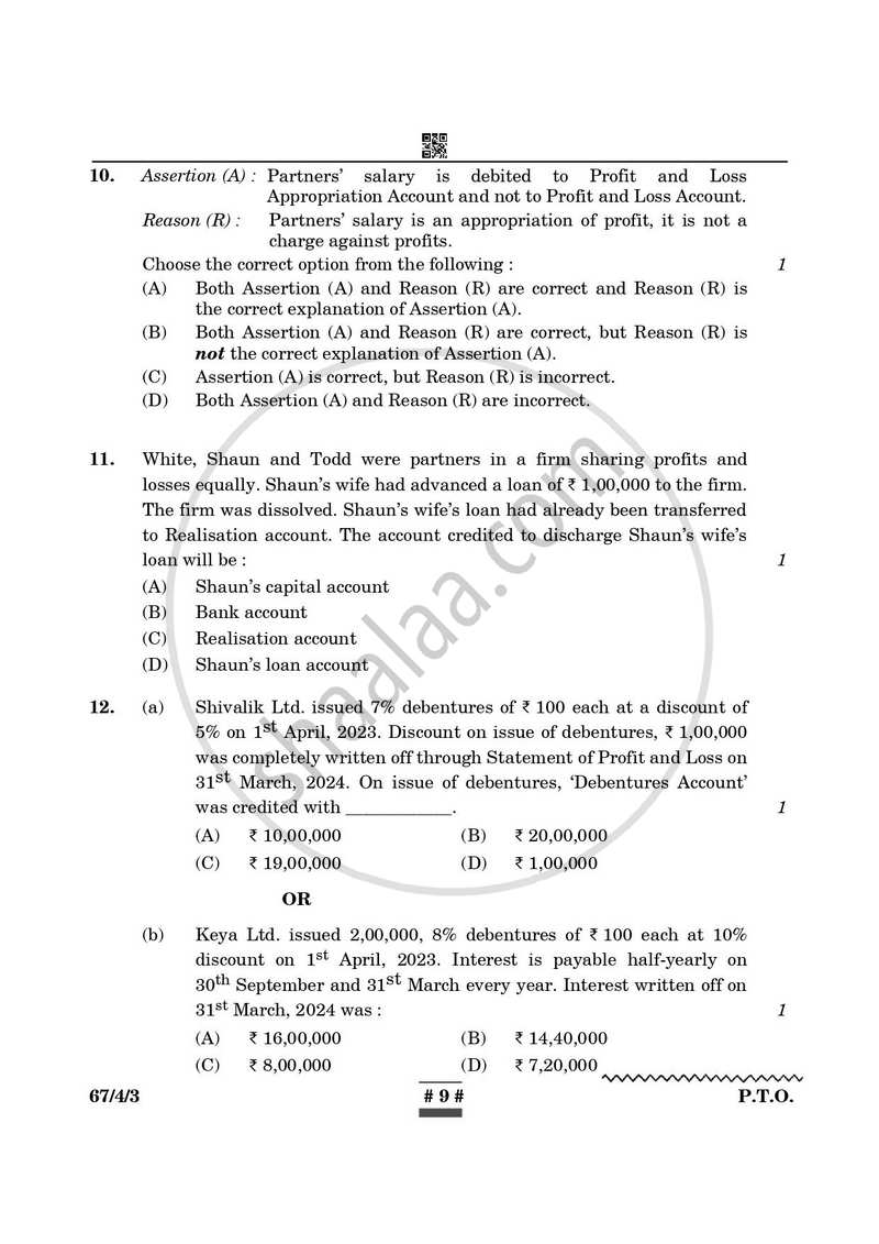 Accountancy 2024-2025 - CBSE 12th - Class 12 - CBSE (Central Board of Secondary Education) question paper with PDF download