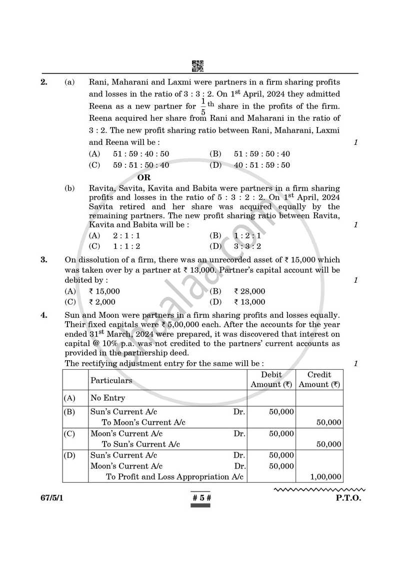 Accountancy 2024-2025 - CBSE 12th - Class 12 - CBSE (Central Board of Secondary Education) question paper with PDF download