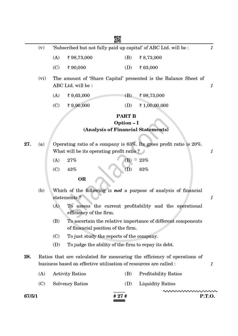 Accountancy 2024-2025 - CBSE 12th - Class 12 - CBSE (Central Board of Secondary Education) question paper with PDF download