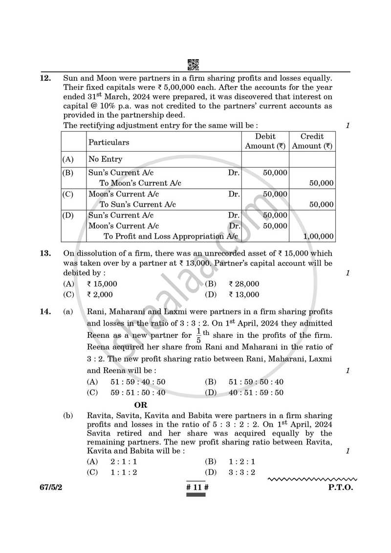 Accountancy 2024-2025 - CBSE 12th - Class 12 - CBSE (Central Board of Secondary Education) question paper with PDF download