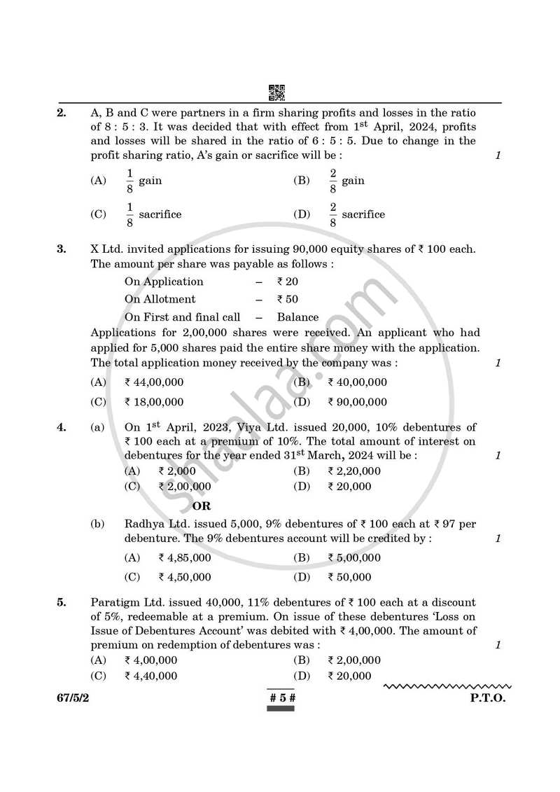 Accountancy 2024-2025 - CBSE 12th - Class 12 - CBSE (Central Board of Secondary Education) question paper with PDF download