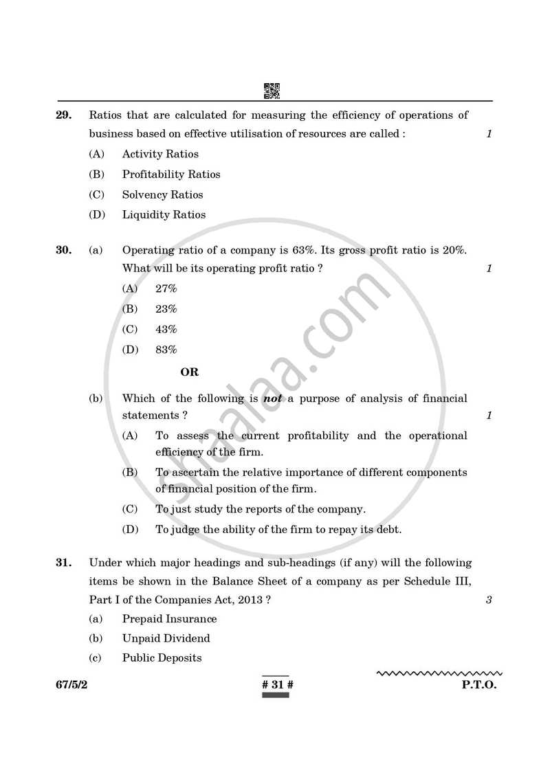 Accountancy 2024-2025 - CBSE 12th - Class 12 - CBSE (Central Board of Secondary Education) question paper with PDF download
