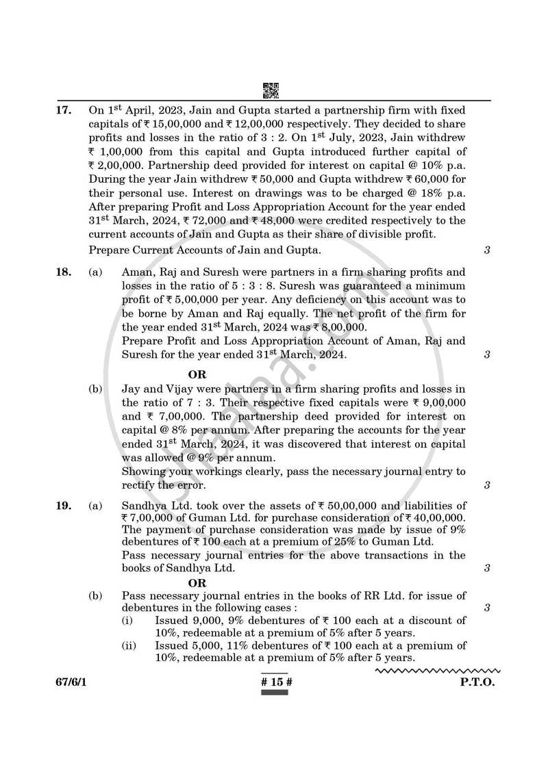 Accountancy 2024-2025 - CBSE 12th - Class 12 - CBSE (Central Board of Secondary Education) question paper with PDF download