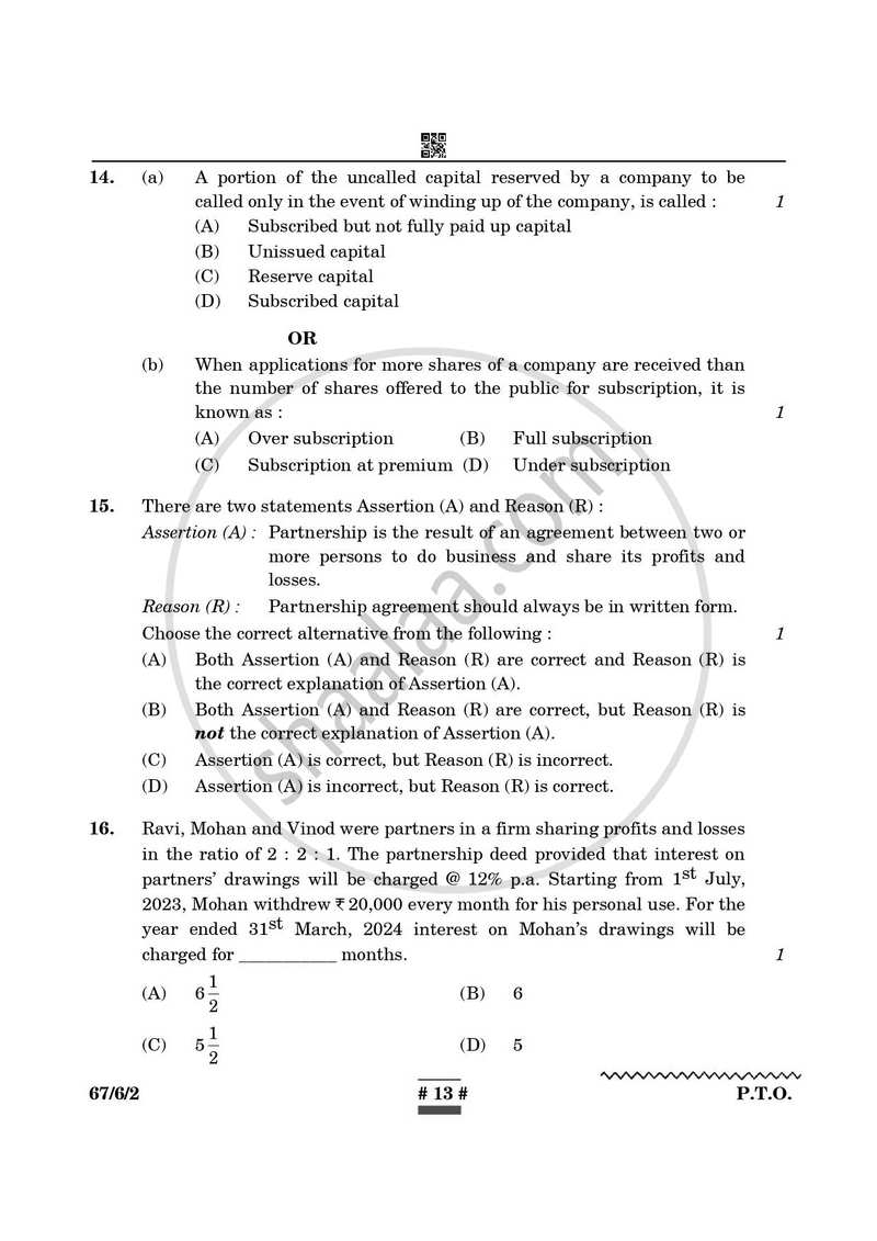 Accountancy 2024-2025 - CBSE 12th - Class 12 - CBSE (Central Board of Secondary Education) question paper with PDF download