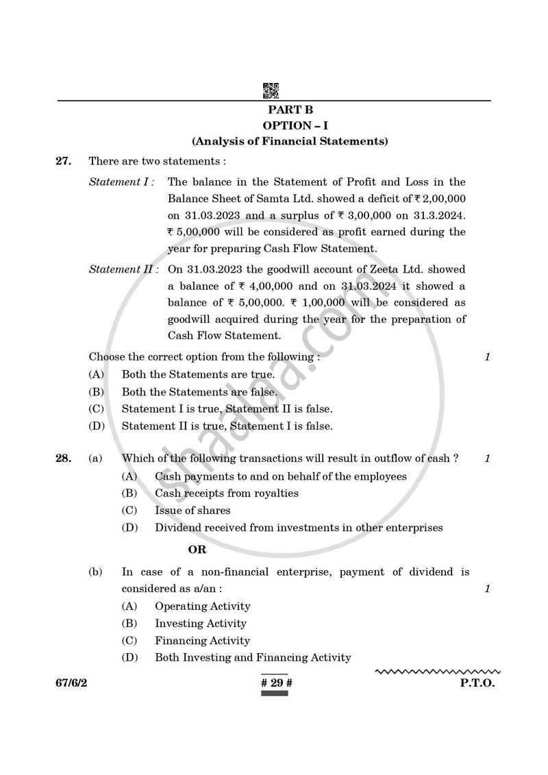 Accountancy 2024-2025 - CBSE 12th - Class 12 - CBSE (Central Board of Secondary Education) question paper with PDF download