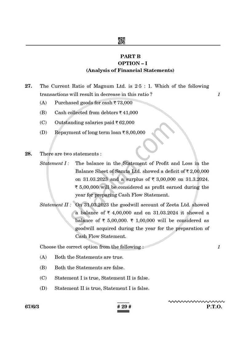 Accountancy 2024-2025 - CBSE 12th - Class 12 - CBSE (Central Board of Secondary Education) question paper with PDF download