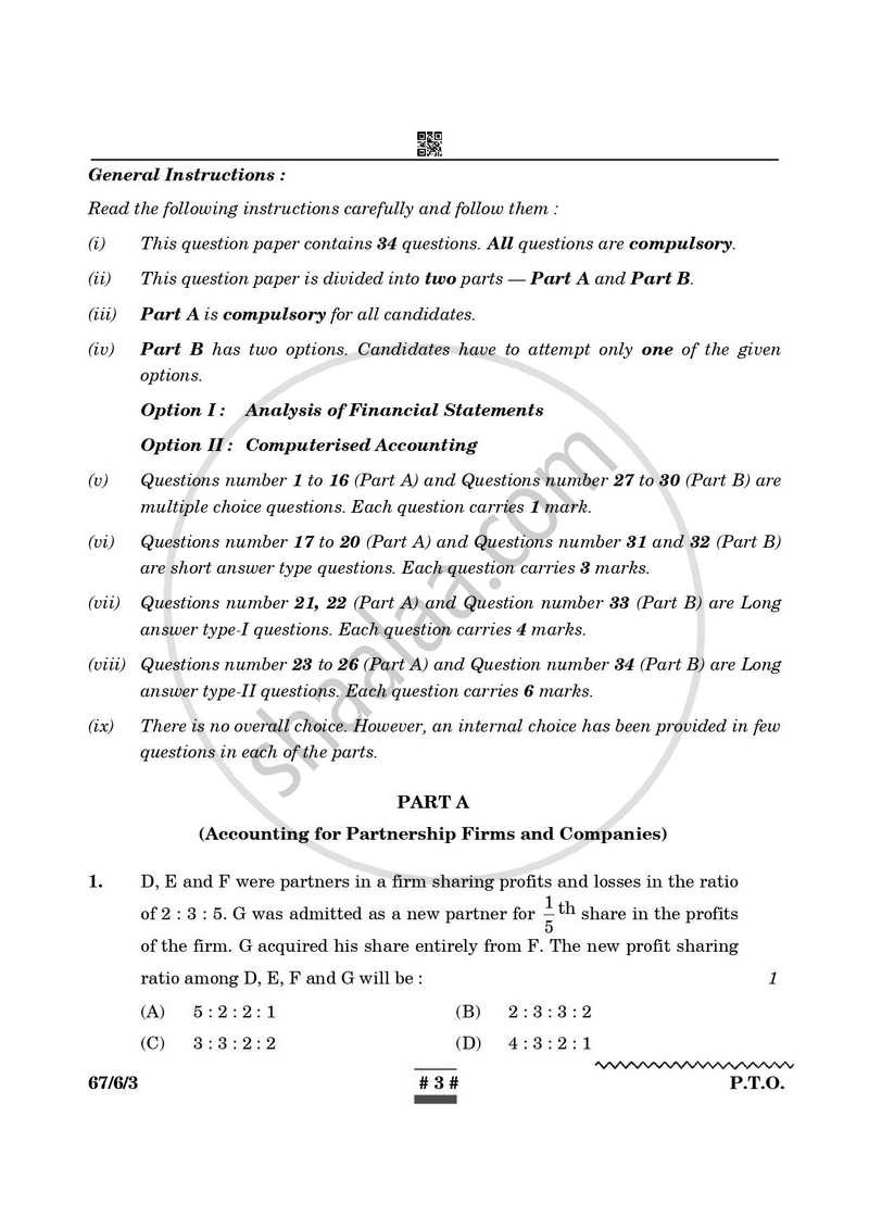 Accountancy 2024-2025 - CBSE 12th - Class 12 - CBSE (Central Board of Secondary Education) question paper with PDF download