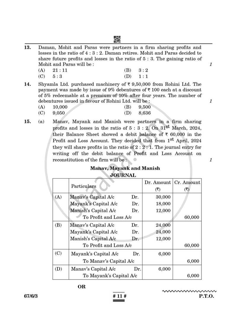 Accountancy 2024-2025 - CBSE 12th - Class 12 - CBSE (Central Board of Secondary Education) question paper with PDF download