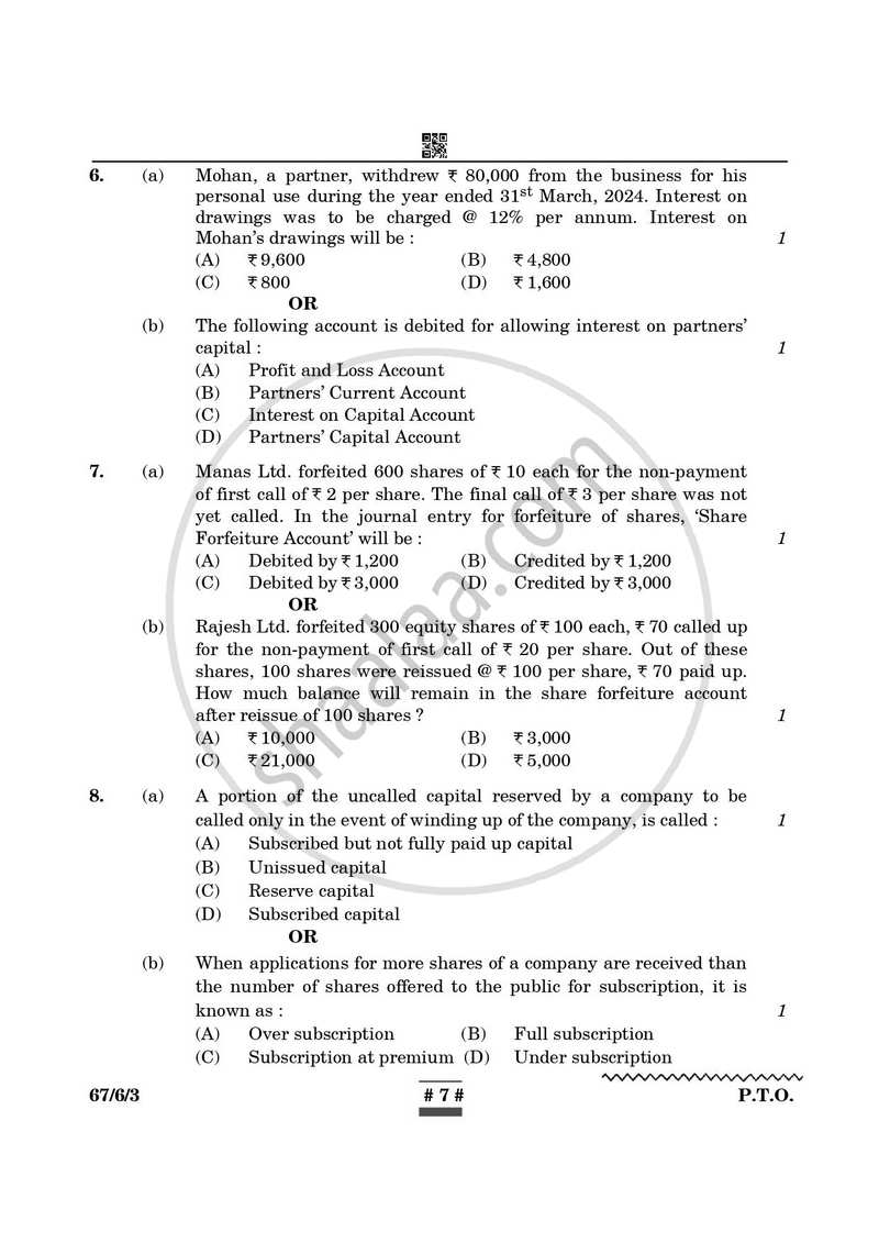 Accountancy 2024-2025 - CBSE 12th - Class 12 - CBSE (Central Board of Secondary Education) question paper with PDF download