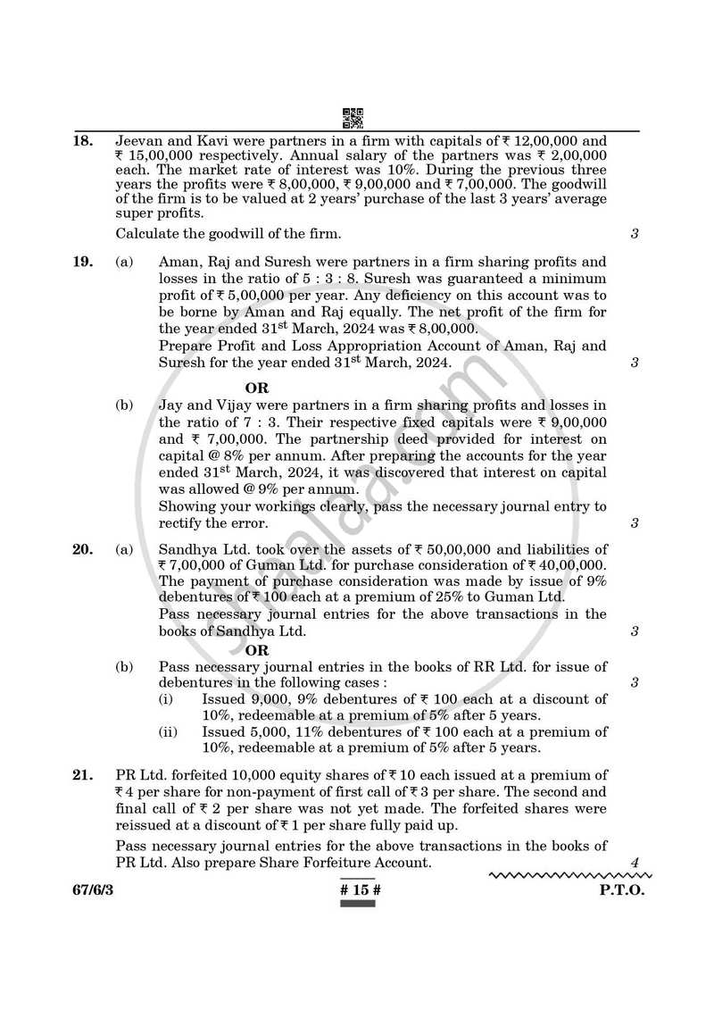 Accountancy 2024-2025 - CBSE 12th - Class 12 - CBSE (Central Board of Secondary Education) question paper with PDF download