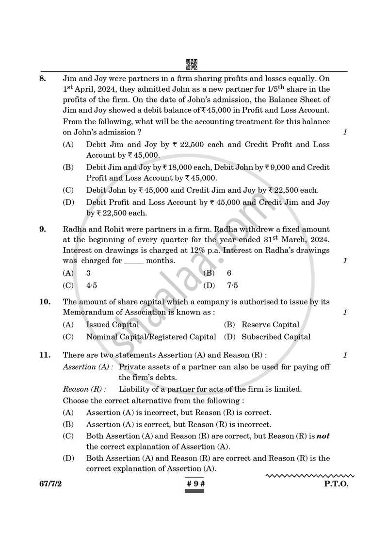 Accountancy 2024-2025 - CBSE 12th - Class 12 - CBSE (Central Board of Secondary Education) question paper with PDF download