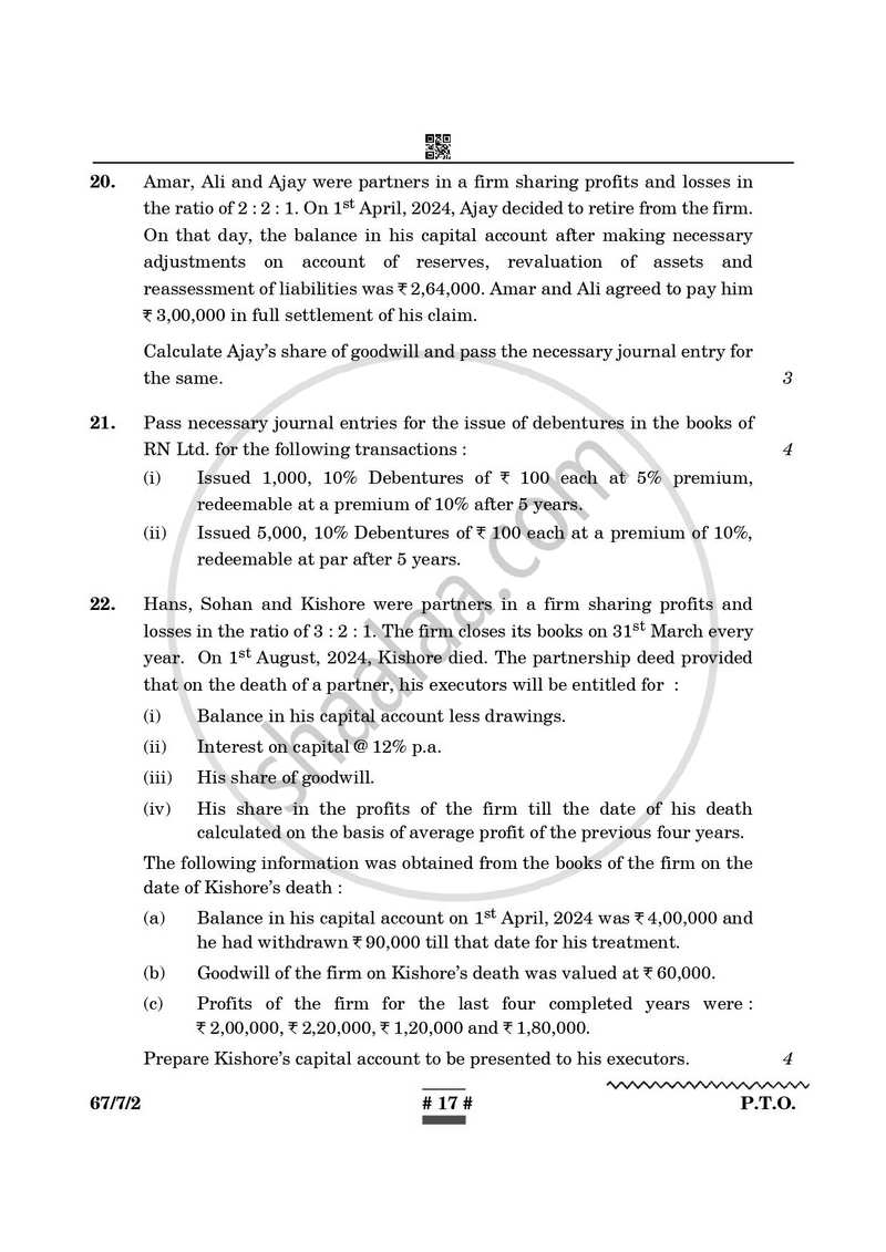 Accountancy 2024-2025 - CBSE 12th - Class 12 - CBSE (Central Board of Secondary Education) question paper with PDF download