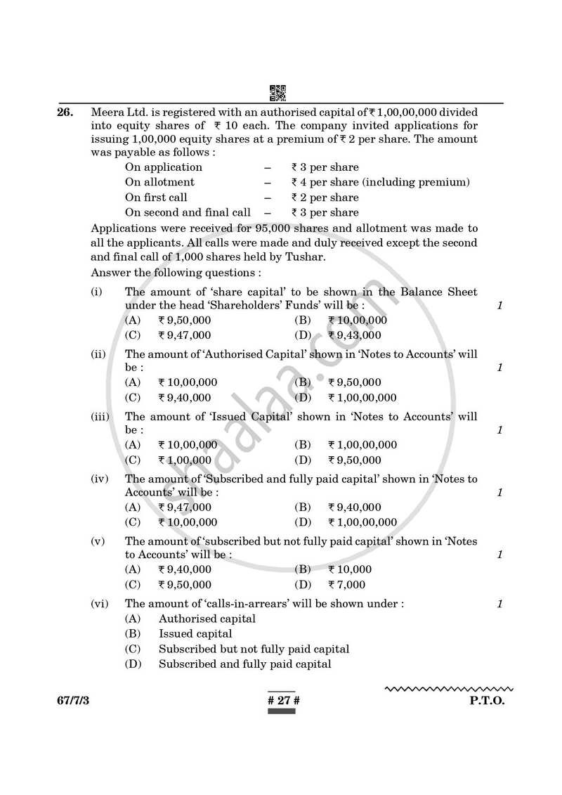 Accountancy 2024-2025 - CBSE 12th - Class 12 - CBSE (Central Board of Secondary Education) question paper with PDF download