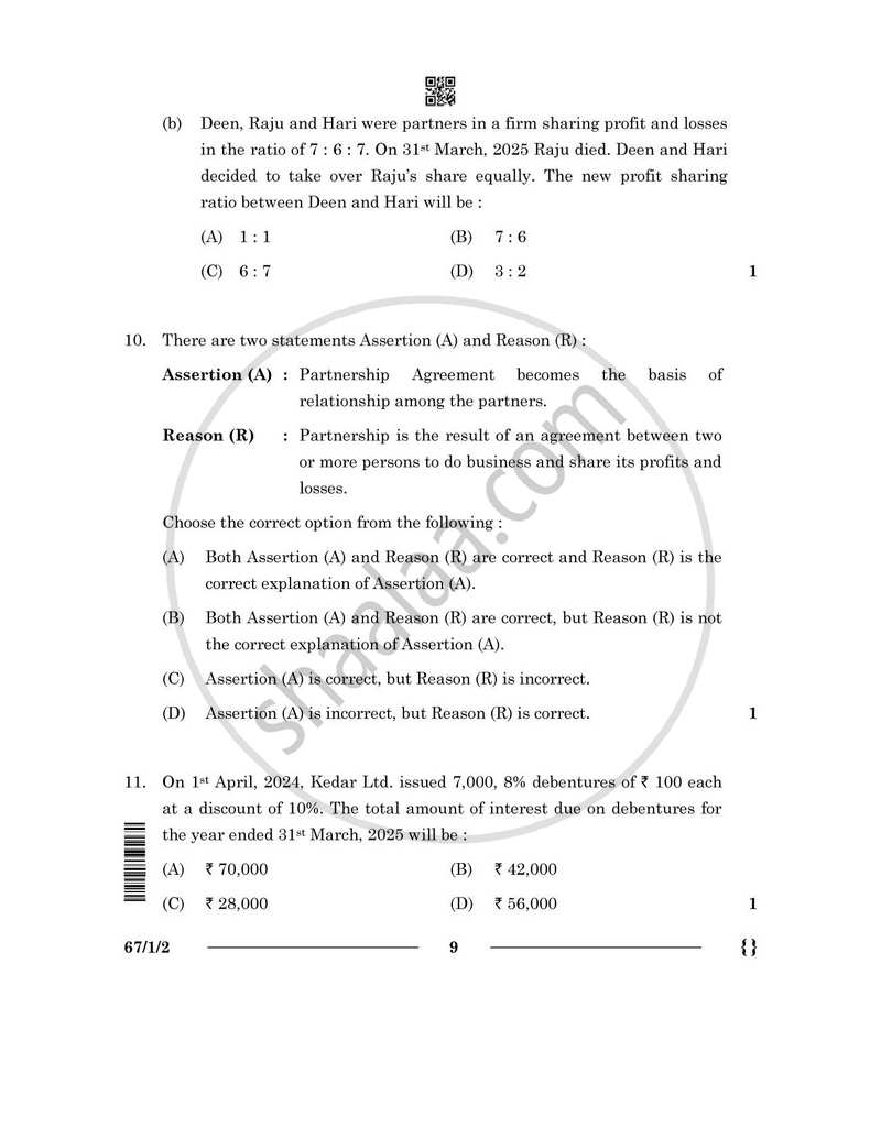 Accountancy 2025-2026 - CBSE 12th - Class 12 - CBSE (Central Board of Secondary Education) question paper with PDF download